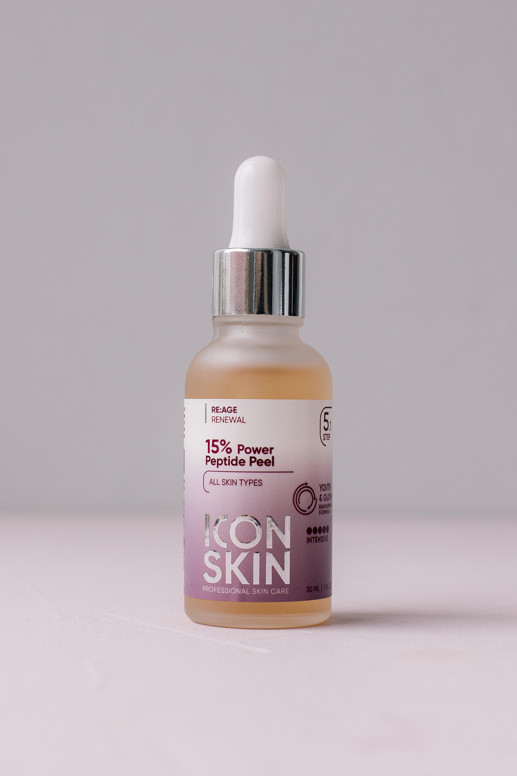 Антивозрастной пилинг для лица с 15% комплексом кислот и пептидами ICON SKIN 15% Power Peptide Peel 30ml