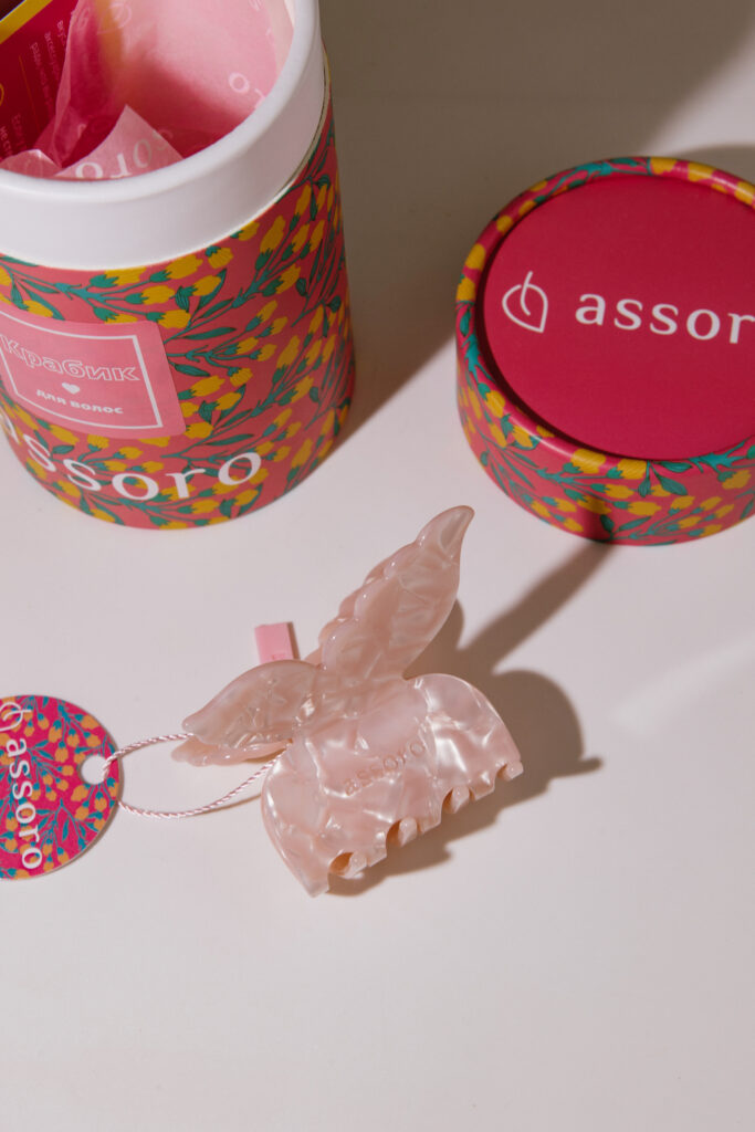 Краб для волос – Персиковая бабочка Assoro
